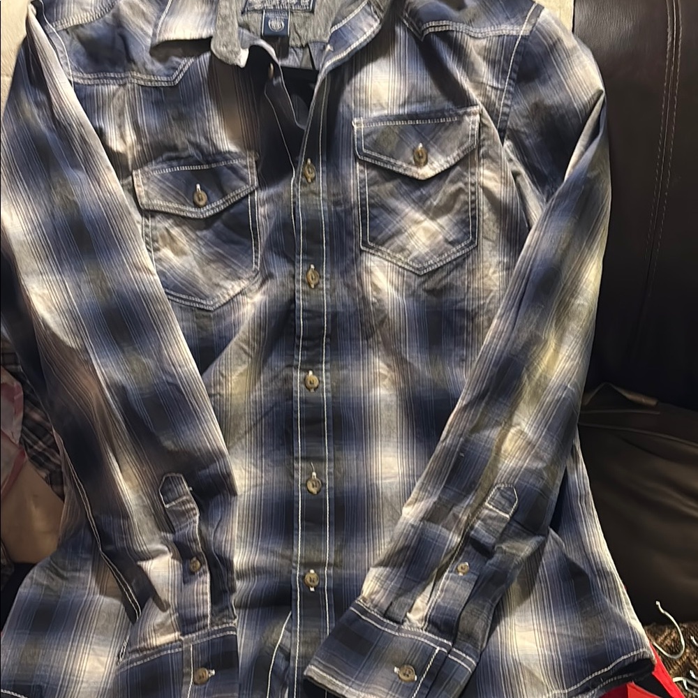 American Rag Blue Plaid Shirt - Picture 4 of 8
